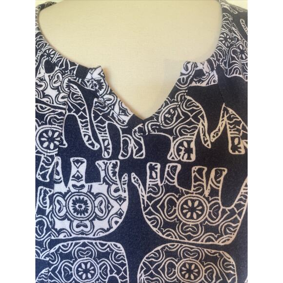 Crown & Ivy White & Blue Roll Tab Cotton Modal Soft Casual Knee Length Dress 1X - Picture 2 of 10